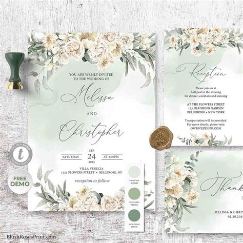 Sage green wedding invitation royalty.